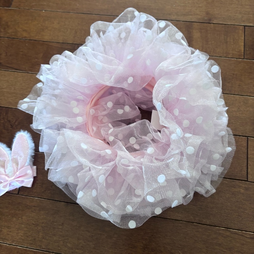 Pink Polka Tulle Bunny Dress-Up Set with Headband 0-12M - Picture 5 of 6